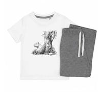 Azeeda 'Capybara Sitting Under Tree' Kids Cotton Pyjama Set - Comfortable Children's Nightwear, Sleepwear and Loungewear - Unisex for Boys and Girls - Grey, 11-13 Years (KP00416608)