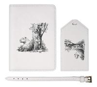 Azeeda 'Capybara Sitting Under Tree' Passport Cover & Luggage Tag Travel Set (PA00038546)