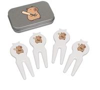 Azeeda 'Capybara with Cricket Bat' Golf Divot Tool/Repair Fork Gift Set (GO00094990)