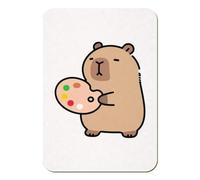 Azeeda 'Capybara with Paint Palette' Rectangular Fridge Magnet - Decorative Refrigerator & Whiteboard Magnet for Home, Kitchen or Office - 70mm x 49mm (FM00066063)