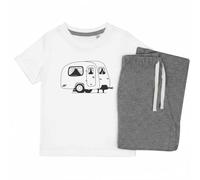 Azeeda 'Caravan' Kids Cotton Pyjama Set - Comfortable Children's Nightwear, Sleepwear and Loungewear - Unisex for Boys and Girls - Grey, 9-10 Years (KP00077922)