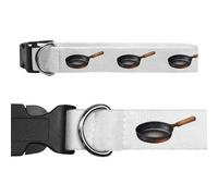 Azeeda 'Cast Iron Frying Pan' Dog Collar - White, S (PR00083755)