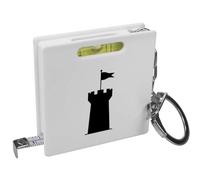Azeeda 'Castle Tower & Flag Silhouette' Keyring Tape Measure/Spirit Level Tool (KM00050390)