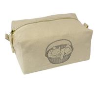 Azeeda 'Cat Napping in Basket' Canvas Wash Bag/Makeup Case (CS00051012)