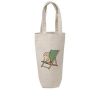 Azeeda 'Cat on Deck Chair' Cotton Wine Bottle Gift/Travel Bag (BL00047064)