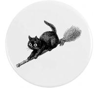Azeeda 'Cat On Witch's Broom' Button/Lapel Badges (BB067764) | Pin Back Badges for Clothes, Bags, Accessories and Gifts