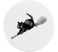 Azeeda 'Cat On Witch's Broom' Button/Lapel Badges (BB067764) | Pin Back Badges for Clothes, Bags, Accessories and Gifts
