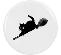 Azeeda 'Cat On Witch's Broom' Button/Lapel Badges (BB067764) | Pin Back Badges for Clothes, Bags, Accessories and Gifts