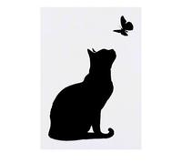 Azeeda 'Cat Sitting with Butterfly Silhouette' Temporary Tattoo - Water Resistant, Skin-Safe, Non-Toxic Transfer (TO00087155)