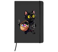 Azeeda 'Cat Trick or Treating' Ruled Notebook - Black, A5 (NB00100086)