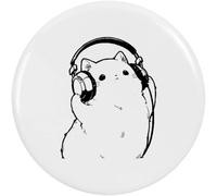 Azeeda 'Cat with Headphones' Button/Lapel Badges (BB067762) | Pin Back Badges for Clothes, Bags, Accessories and Gifts