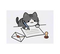 Azeeda 'Cat Writing Letter' Temporary Tattoo - A6 (TO00098925)