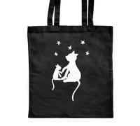 Azeeda 'Cats On A Starry Night' Classic Black Tote Shopper Bag (ZB00024735)