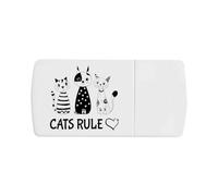 Azeeda 'Cats Rule' Pill Box with Tablet Splitter (PI00045325)