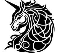 Azeeda 'Celtic Unicorn' Reusable Stencil - Durable Decorative Template for Painting and Spraying on Walls, Tiles, Wood, Fabric & Craft Projects - L (A4) (WS00054593)