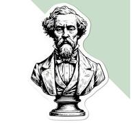 Azeeda 'Charles Dickens Bust' White Premium Vinyl Decal Sticker - Waterproof, Durable & Easy to Apply - Ideal for Car Bumpers, Windows, Bins and More - Medium (100mm) (DW00130973)