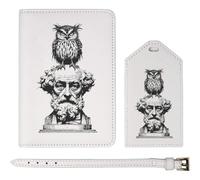 Azeeda 'Charles Dickens with Owl' Passport Cover & Luggage Tag Travel Set (PA00033038)