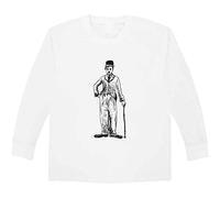Azeeda 'Charlie Chaplin' Children's/Kid's Long Sleeve Cotton T-Shirt (3-4 Years) (KL00011796) White