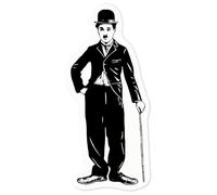 Azeeda 'Charlie Chaplin with Cane' Clear Premium Vinyl Decal Stickers - Waterproof, Durable & Easy to Apply - for Car Bumpers, Windows, Bins & More - Medium (100mm) (DC00173806)