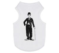 Azeeda 'Charlie Chaplin With Cane' Pet T-Shirt - White, M (PT00189462)