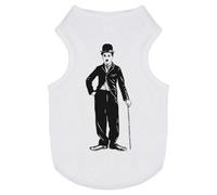 Azeeda 'Charlie Chaplin With Cane' Pet T-Shirt - White, S (PT00189461)