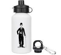 Azeeda 'Charlie Chaplin With Cane' Water Bottle - 400ml (WT00103449) | Lightweight Aluminium Drinks Flask for Kids, School and Travel