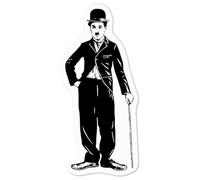 Azeeda 'Charlie Chaplin with Cane' White Premium Vinyl Decal Sticker - Waterproof, Durable & Easy to Apply - for Car Bumpers, Windows, Bins & More - Medium (100mm) (DW00202365)