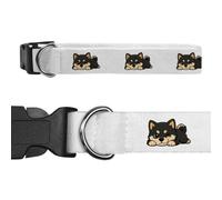 Azeeda 'Cheeky Shiba Inu' Dog Collar - White, S (PR00086377) | Adjustable Collar for Leads, ID Tags, Walks and Photos