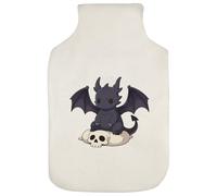Azeeda 'Chibi Dragon on Skull Pillow' Hot Water Bottle Cover (HW00047901)