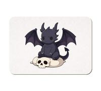 Azeeda 'Chibi Dragon on Skull Pillow' Rectangular Fridge Magnet - Decorative Refrigerator & Whiteboard Magnet for Home, Kitchen or Office - 70mm x 49mm (FM00064146)