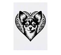 Azeeda 'Chihuahua Love Heart' Temporary Tattoo - Water Resistant, Skin-Safe, Non-Toxic Transfer (TO00087763)