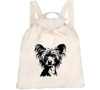 Azeeda 'Chinese Crested Dog Portrait' Canvas Rucksack/Backpack (RK00048090)