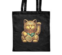 Azeeda 'Chinese Lucky Cat' Classic Black Tote Shopper Bag (ZB00024512)