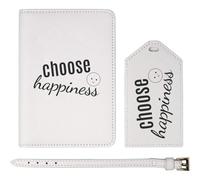 Azeeda 'Choose Happiness' Passport Travel Set - White (PA00044087)