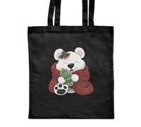 Azeeda 'Christmas Blanket Polar Bear' Classic Black Tote Shopper Bag (ZB00024262)