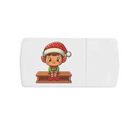 Azeeda 'Christmas Elf Sitting' Pill Box with Tablet Splitter (PI00038858)