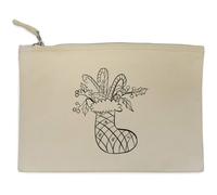 Azeeda 'Christmas Stocking With Candy Canes And Holly' Canvas Clutch Bag/Accessory Case (CL00049300)