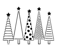 Azeeda 'Christmas Trees' Reusable Stencil - Durable Decorative Template for Painting and Spraying on Walls, Tiles, Wood, Fabric & Craft Projects - S (A6) (WS00064616)