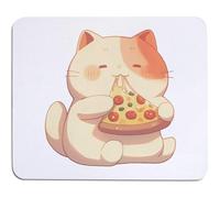 Azeeda 'Chubby Cat Eating Pizza' Mouse Mat/Desk Pad (MO00049179)