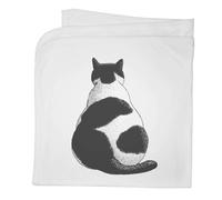 Azeeda 'Chubby Cat Sitting' Baby Blanket - White (BY00047922) | Cotton Shawl / Nursery Cover for Prams, Cots and New Baby Gifts