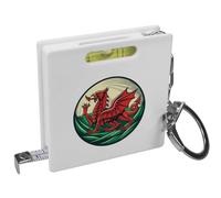 Azeeda 'Circular Welsh Red Dragon' Keyring Tape Measure/Spirit Level Tool (KM00047309)