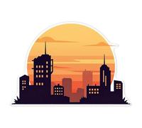 Azeeda 'City Skyline at Sunset' White Premium Vinyl Decal Sticker - Waterproof, Durable & Easy to Apply - for Car Bumpers, Windows, Bins & More - XXL (720mm) (DW00190487)