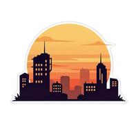 Azeeda 'City Skyline at Sunset' White Premium Vinyl Decal Sticker - Waterproof, Durable & Easy to Apply - for Car Bumpers, Windows, Bins & More - XL (460mm) (DW00190486)