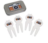 Azeeda 'Classic SLR Camera' Golf Divot Tool/Repair Fork Gift Set (GO00090508)
