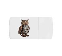 Azeeda 'Clockwork Owl' Pill Box with Tablet Splitter (PI00040745)