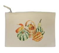 Azeeda 'Colorful Watercolor Pumpkins And A Basket' Canvas Clutch Bag/Accessory Case (CL00048074)