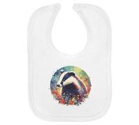 Azeeda 'Colourful Badger With Wild Flowers' Soft Cotton Baby Bib (BI00058676)