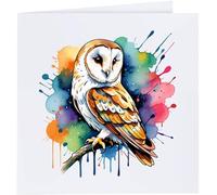 Azeeda 'Colourful Barn Owl' Greeting Card - Square (GC00094791)