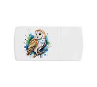 Azeeda 'Colourful Barn Owl' Pill Box with Tablet Splitter (PI00043970)