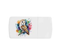 Azeeda 'Colourful Barn Owl' Pill Box with Tablet Splitter (PI00043971)